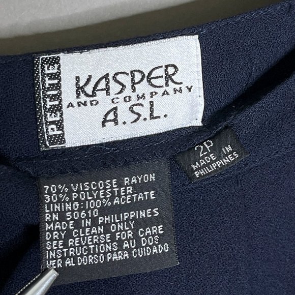 Kasper and Company A.S.L. Petite Navy Blue Skirt Button and Zips In Back Size 2P - Picture 5 of 6